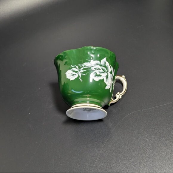 Aynsley Green White Bone China Floral Teacup Gold Trim Vintage - Picture 9 of 13